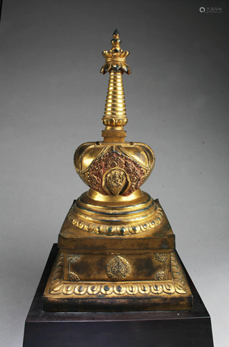 A Gilt Bronze Pagoda