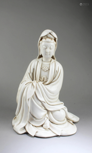 Chinese Blanc De Chine Seated Guanyin Statue
