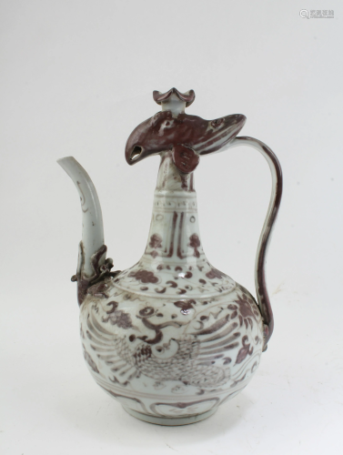 Chinese Iron Red Porcelain Teapot
