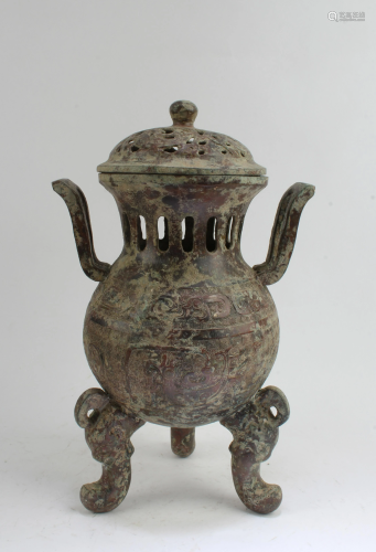 Chinese Bronze Tripod Jar
