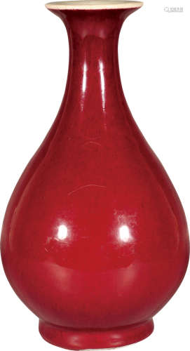 清·乾隆红釉玉壶春瓶