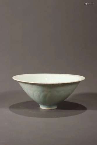 A Misty Blue Glazed Cup Like Bamboo Hat Shaped