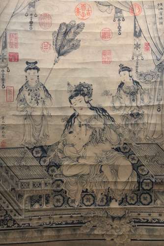 The Picture of  Auntie Nurtures Buddha Painted by Qiu Ying