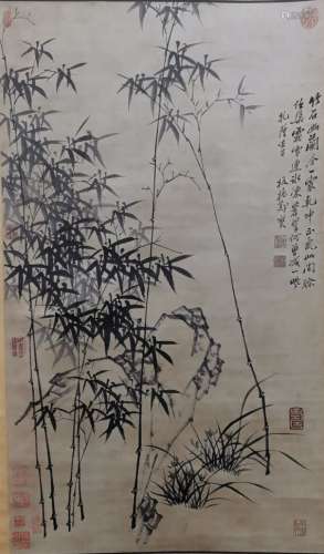The Picture of Calligraphy of Bamboo Painted by Zheng Banqia...