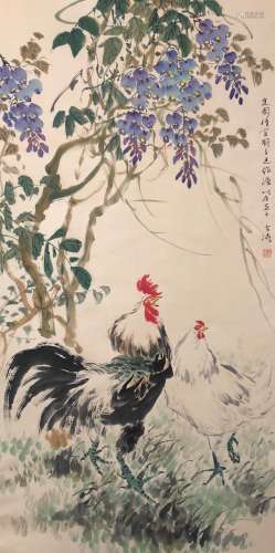The Picture of Cock Painted by Wang Xuetao