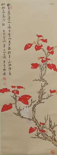 The Picture of Flowers and Birds Painted by Zhang Daqian