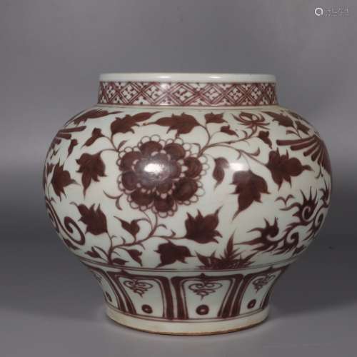 Underglazed Red Pot with Peony