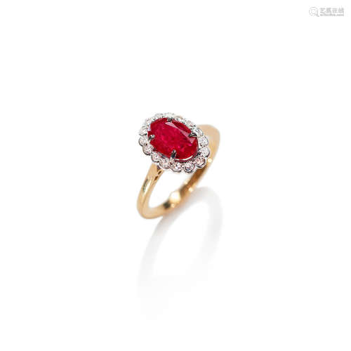 A RUBY AND DIAMOND RING