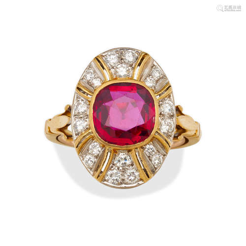 A RUBY AND DIAMOND RING