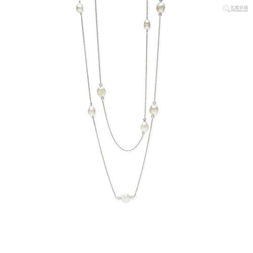 BUNDA | A DIAMOND AND SOUTH SEA KESHI PEARL 'LACERTA' NECKLA...