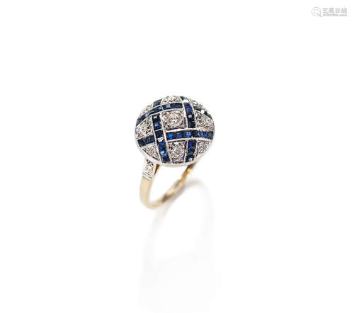 A SAPPHIRE AND DIAMOND RING, FRANCE, CIRCA 1925