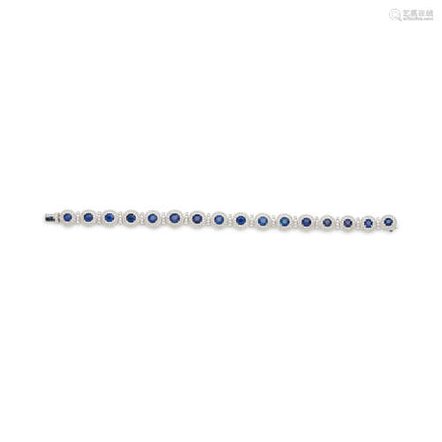 A SAPPHIRE AND DIAMOND BRACELET