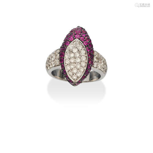 A RUBY AND DIAMOND RING