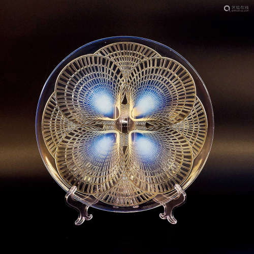 约1920年 法国 莱俪LALIQUE 贝壳纹饰Coquilles系列水晶装饰盘