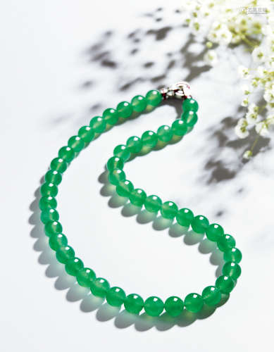 天然满绿翡翠珠链
