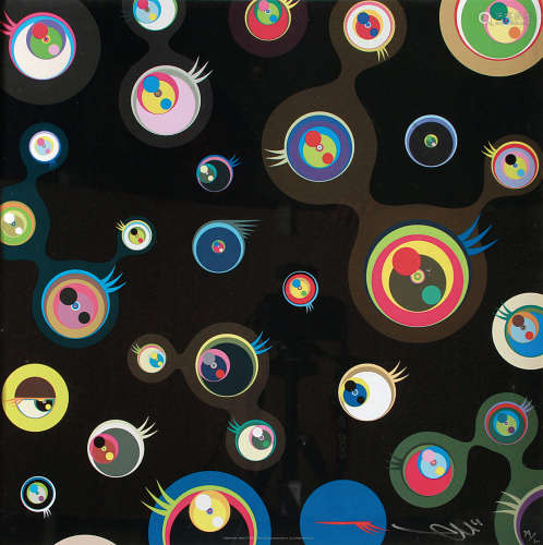 村上隆 2004年作 水母眼睛 黑色3 材质：胶印版画