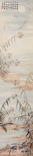 吴青霞（1910～2008） 月下修翎图 立轴 设色纸本