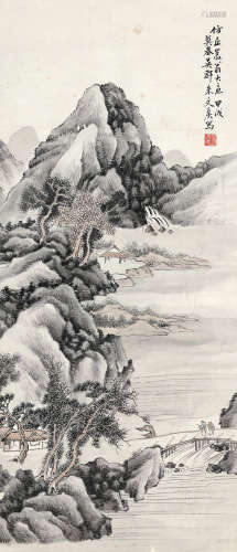 朱文侯（1895～1961） 1934年作 倚杖暮归图 立轴 设色纸本