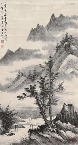 黄君璧（1898～1991） 1947年作 杳霭千峰 立轴 水墨纸本