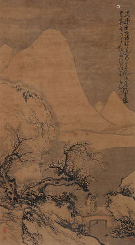 黄慎（1687～约1770） 踏雪寻梅图 立轴 设色纸本