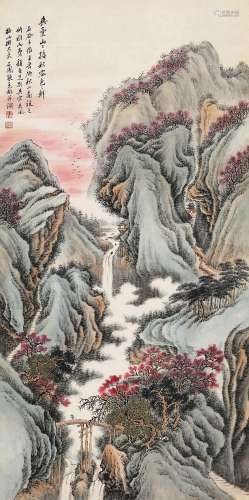 张石园（1898～1960） 秋山图 立轴 设色纸本