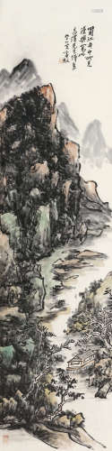 黄宾虹（1865～1955） 1955年作 蜀江舟中景 立轴 设色纸本
