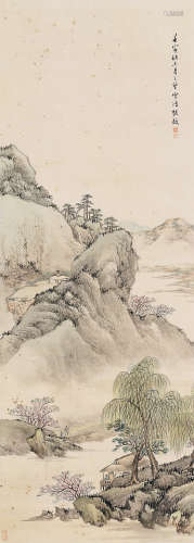 张敔（1734～1803） 1782年作 柳岸踏行 立轴 设色绢本