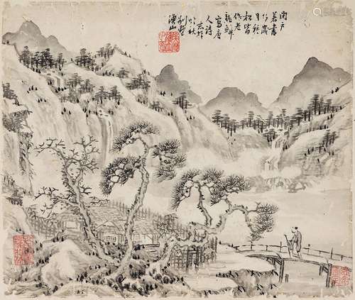 吴历（1632～1718） 闭户隐居图 镜片 水墨纸本