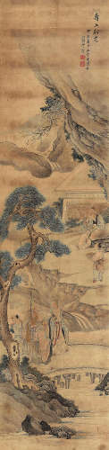 上官周（1665～1752） 1744年作 寿上松芝 立轴 设色绢本