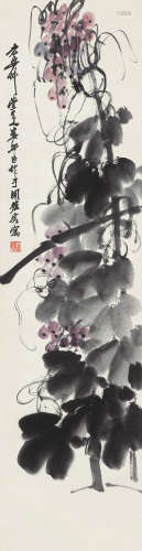 娄师白（1918～2010） 紫藤累累 立轴 设色纸本