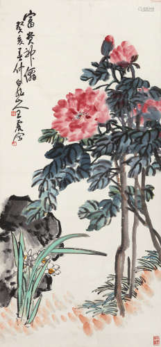 王震（1867～1938） 1923年作 富贵神仙 镜心 设色纸本