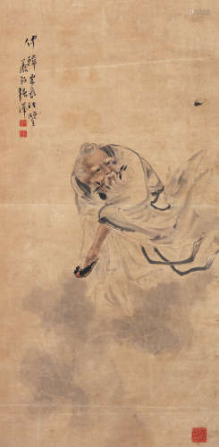 张善孖（1882～1940） 偷桃图 立轴 设色纸本