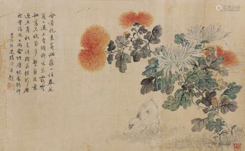 改琦（1773～1828） 鸡菊图 镜心 设色绢本