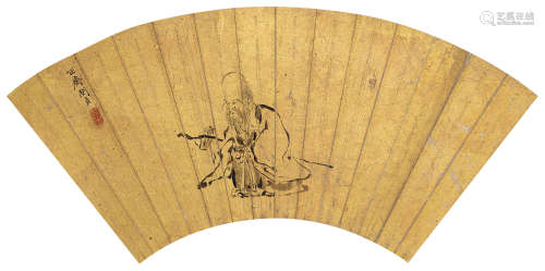 闵贞（1730～1788） 寿星图 扇面 水墨纸本