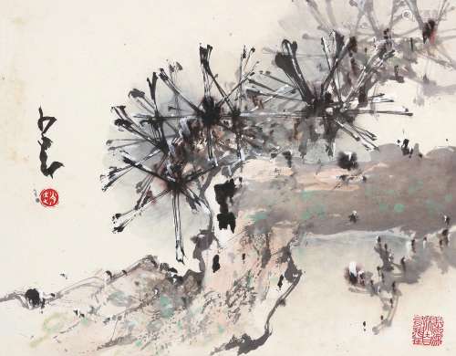 赵少昂（1905～1998） 顶天立地 镜心 设色纸本