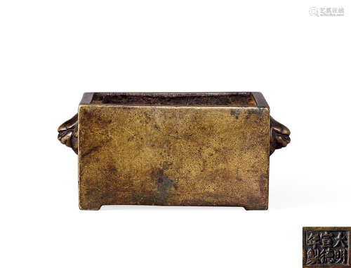 清中期 铜狻猊耳马槽炉