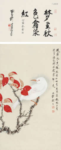 谢稚柳（1910～1997） 红叶幽禽 立轴 设色纸本