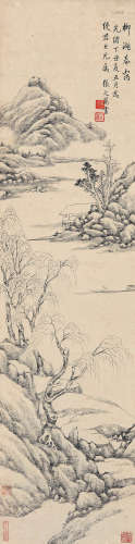 张之万（1811～1897） 1877年作 柳湖春霭 立轴 水墨纸本