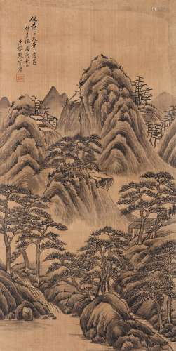 张崟（1761～1829） 1806年作 仿古山水 镜心 水墨绢本