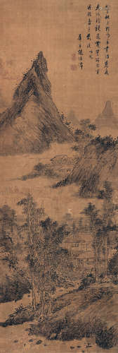 陈继儒（1558～1639） 溪山高隐 立轴 水墨绢本