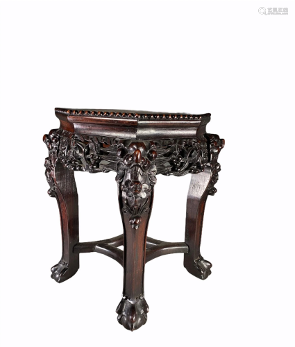 Iron wood saddle with marble top, late 19th century