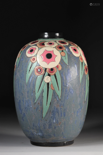 Charles Catteau Keramis Art Deco stoneware vase with