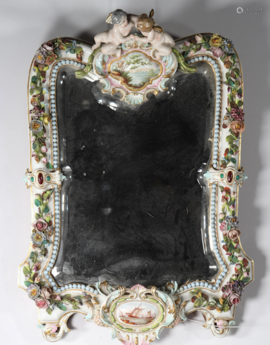 Germany, 19th century - Large porcelain mirror