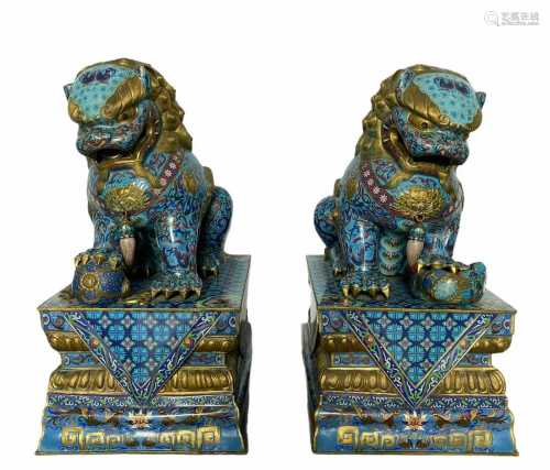 EXCEPTIONAL PAIR OF LARGE CHINESE BUDDHIST LIONS IN