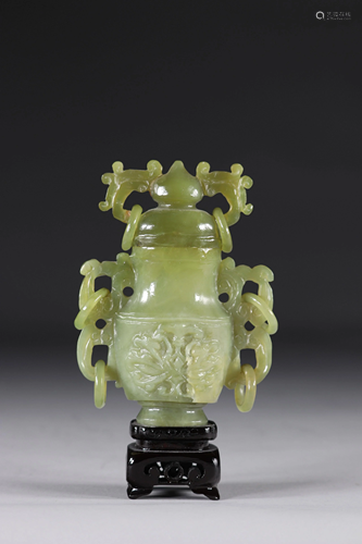 China vase covered in green jade circa 1900