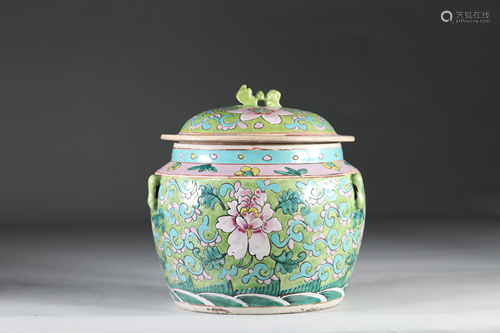 China covered porcelain terrine decorated with flowers