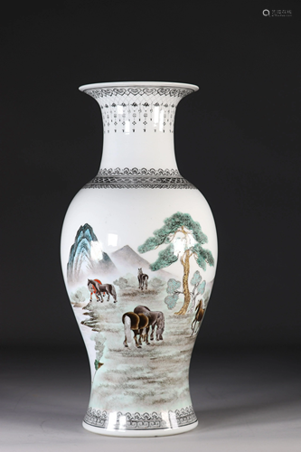 China vase decorated with horses republic period