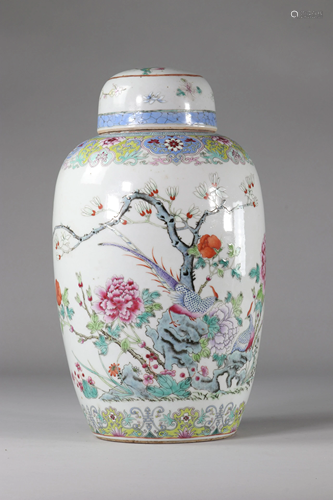 China famille rose porcelain vase decorated with birds