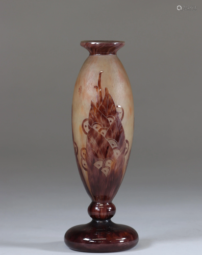French glass acid cleared vase