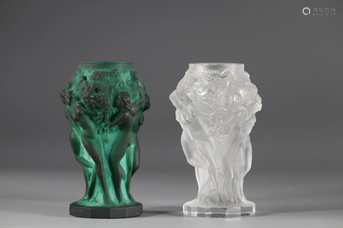 Art Nouveau vases decorated with young naked women